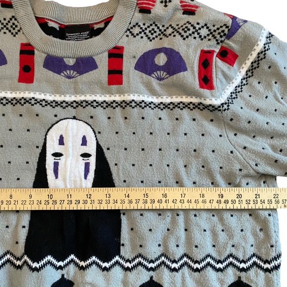 Studio Ghibli Spirited Away Kaonashi Knit Sweater 2X Acrylic Crew Neck AOP - Picture 8 of 9